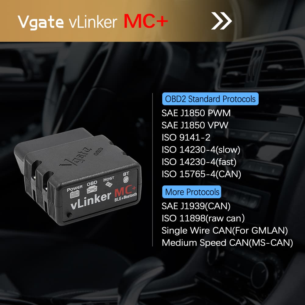 vLinker MC+ Bluetooth OBD2 Dongle — ELM327 for EV Diagnostics view 2